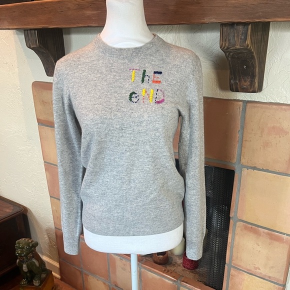 Lingua Franca Sweaters - Lingua Franca Gray “the end" Crewneck Cashmere Sweater, size XS